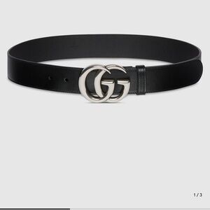 Gucci Black Belt with Silver Emblem